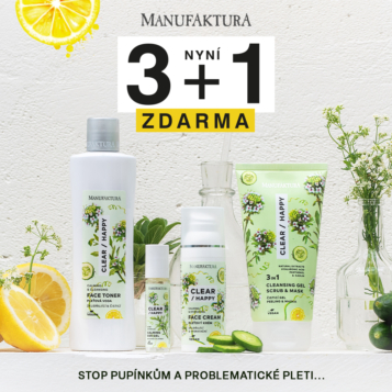 Manufaktura: 3 + 1  na kosmetiku Clear & Happy